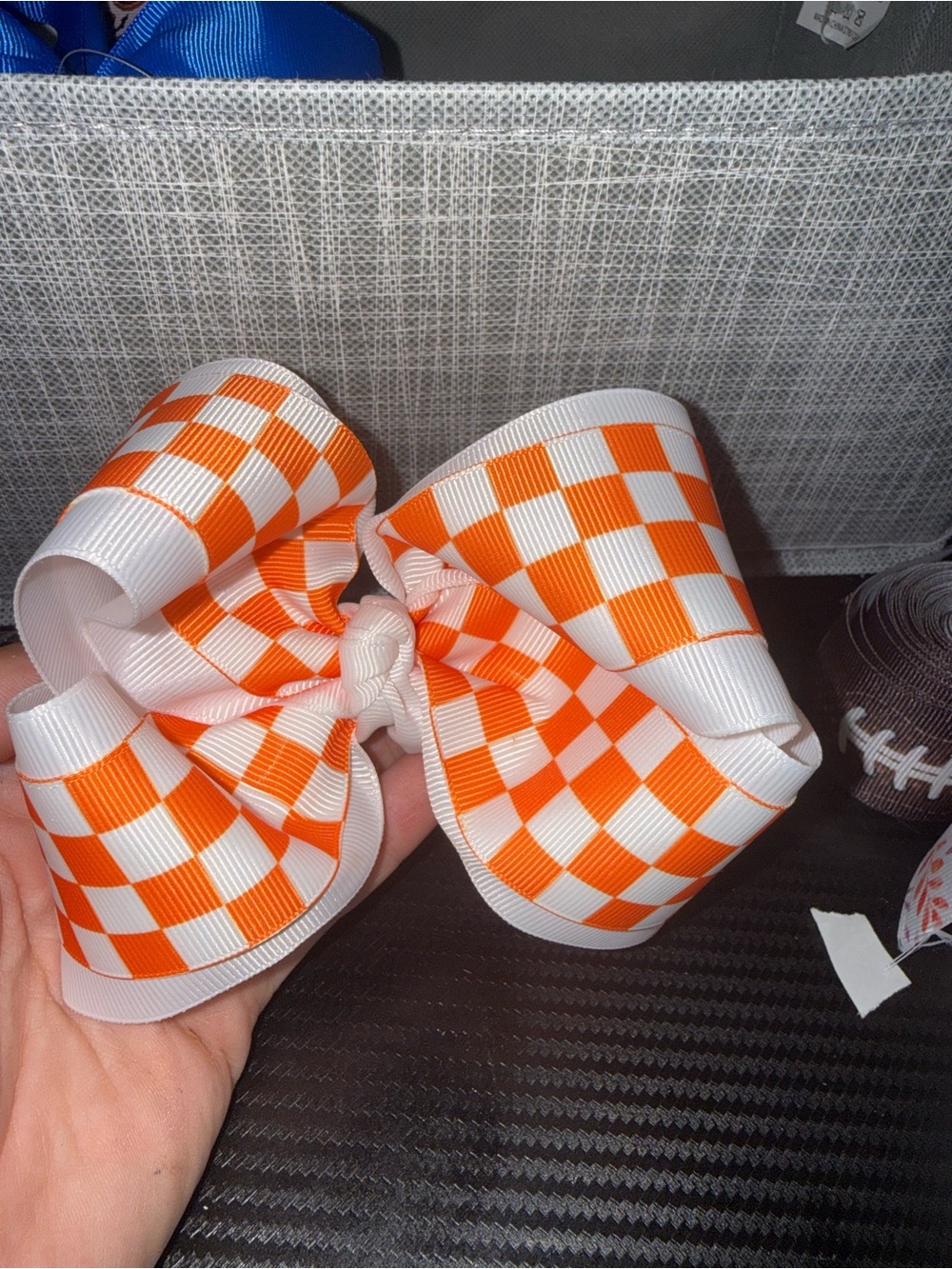 Tennessee Vols Orange and White Checkered Girls Hair Bow Clip